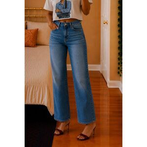 NWT Lucky Brand Mid Rise Straight Leg Jeans 10/30R  Whiskered Medium Wash